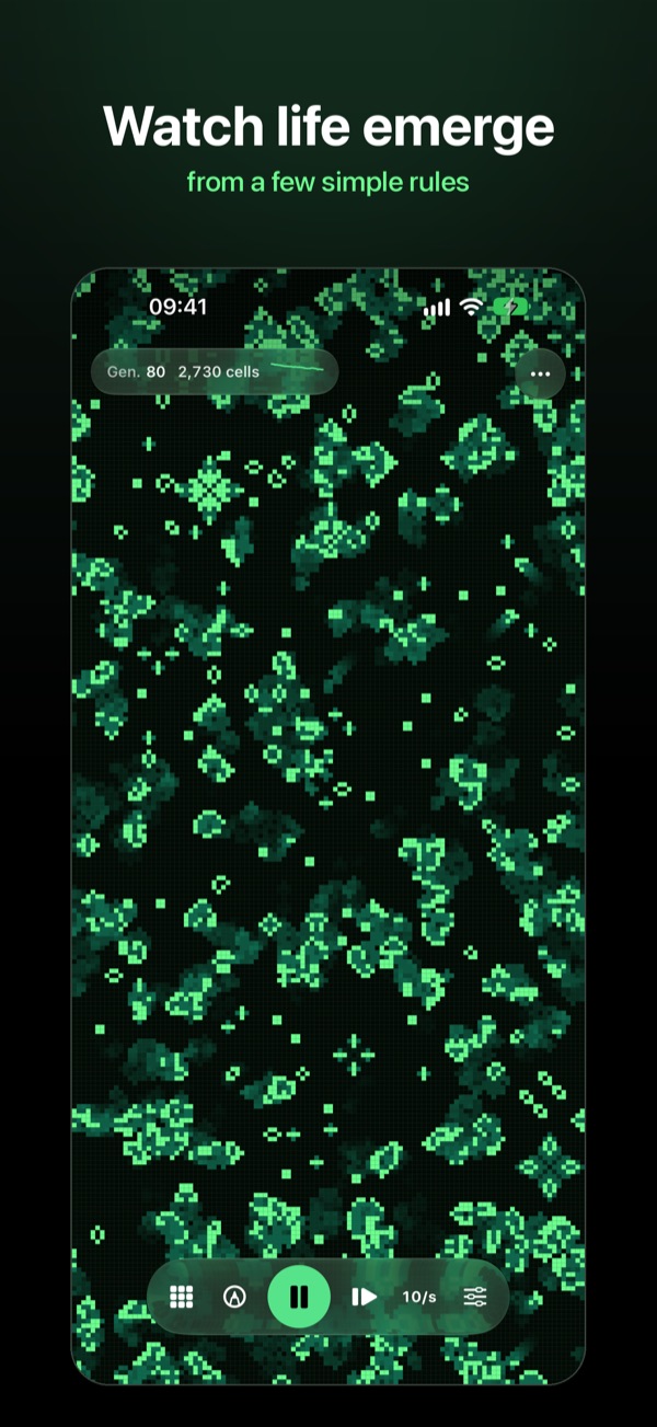 Pixel Evolution Lab: Game of Life simulation in phosphor green