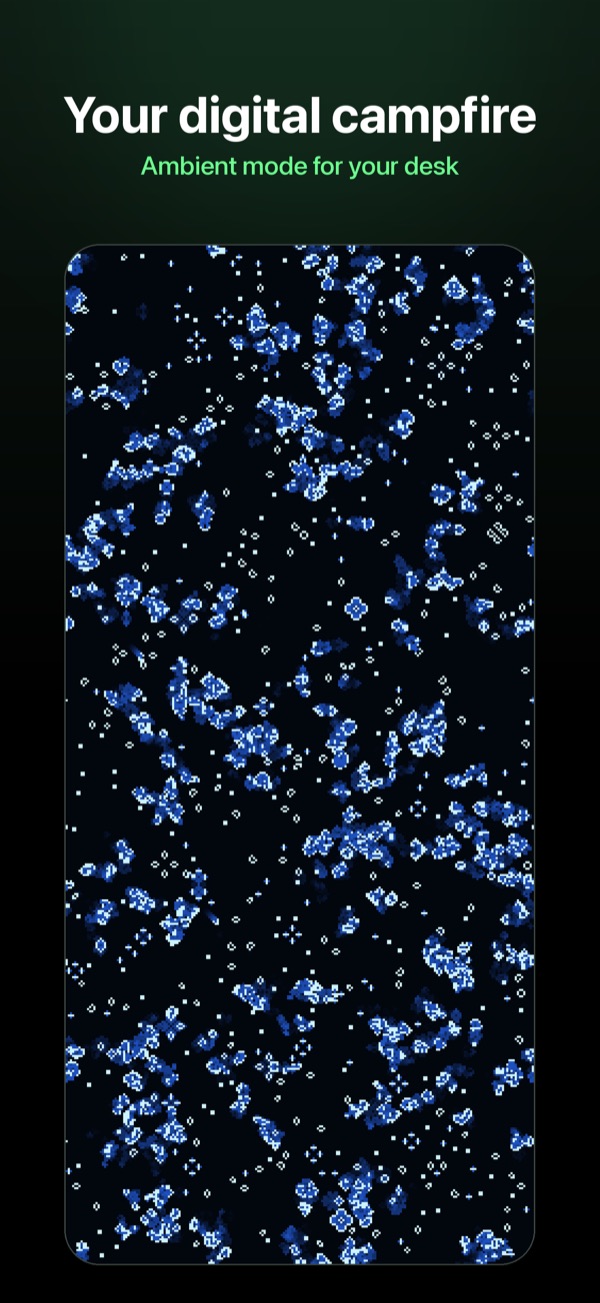 Pixel Evolution Lab ambient mode – a digital campfire